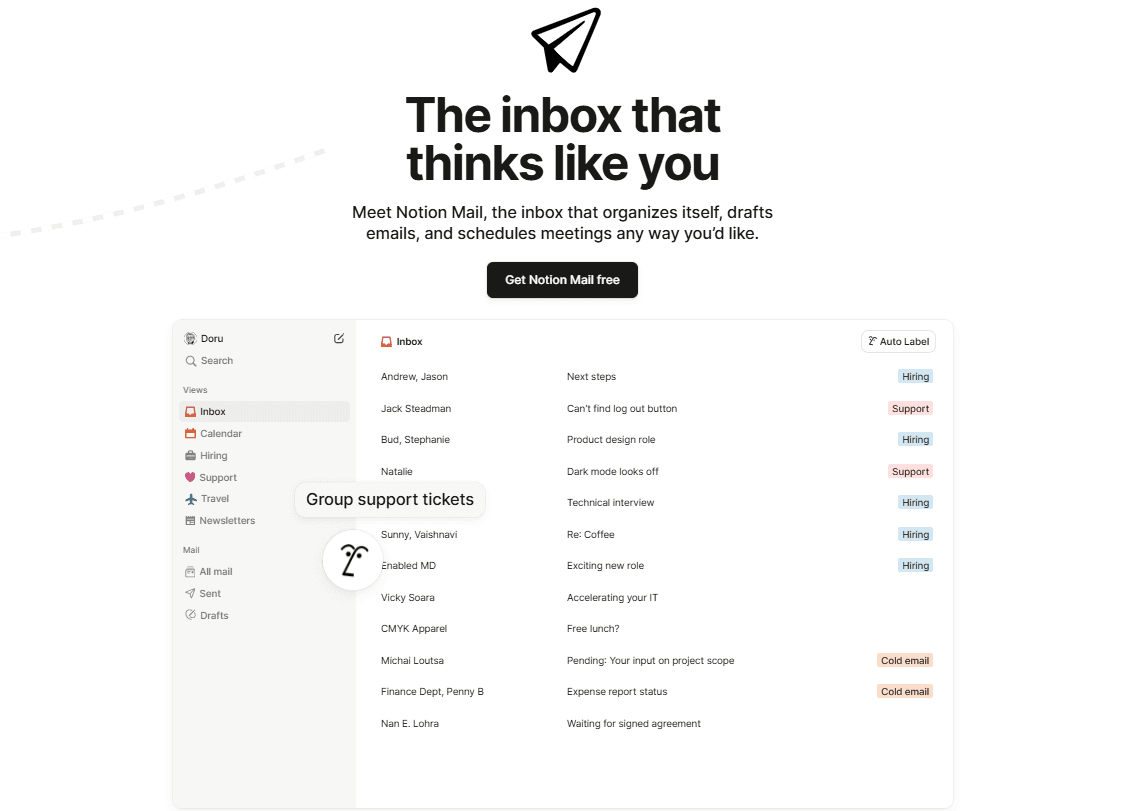 Notion Mail inbox