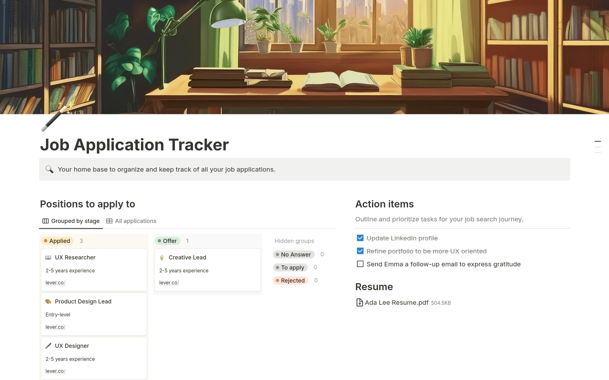 Image of job tracker template