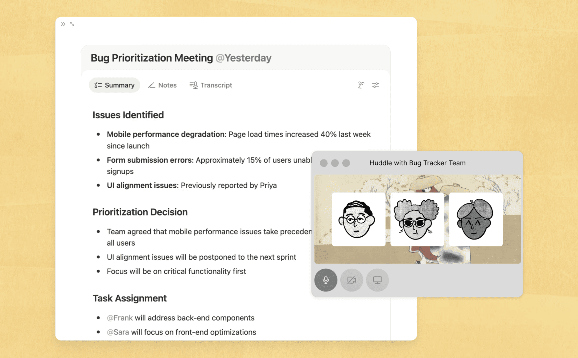 Notion AI Meeting Notes turn call notes into a summary with task assignments.