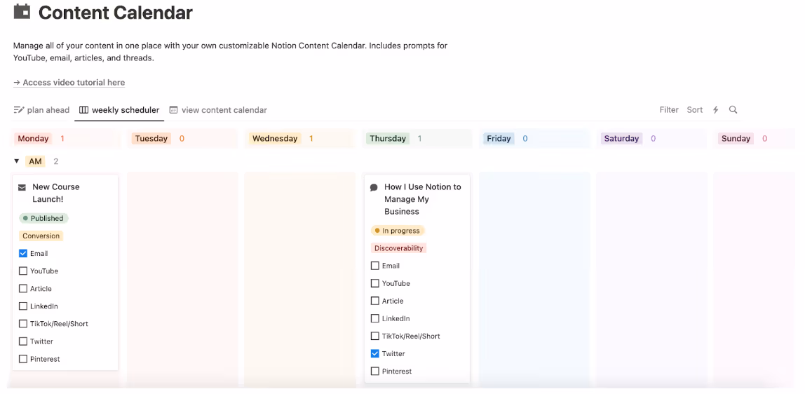 Work calendar templates 3 Day-to-day content calendar