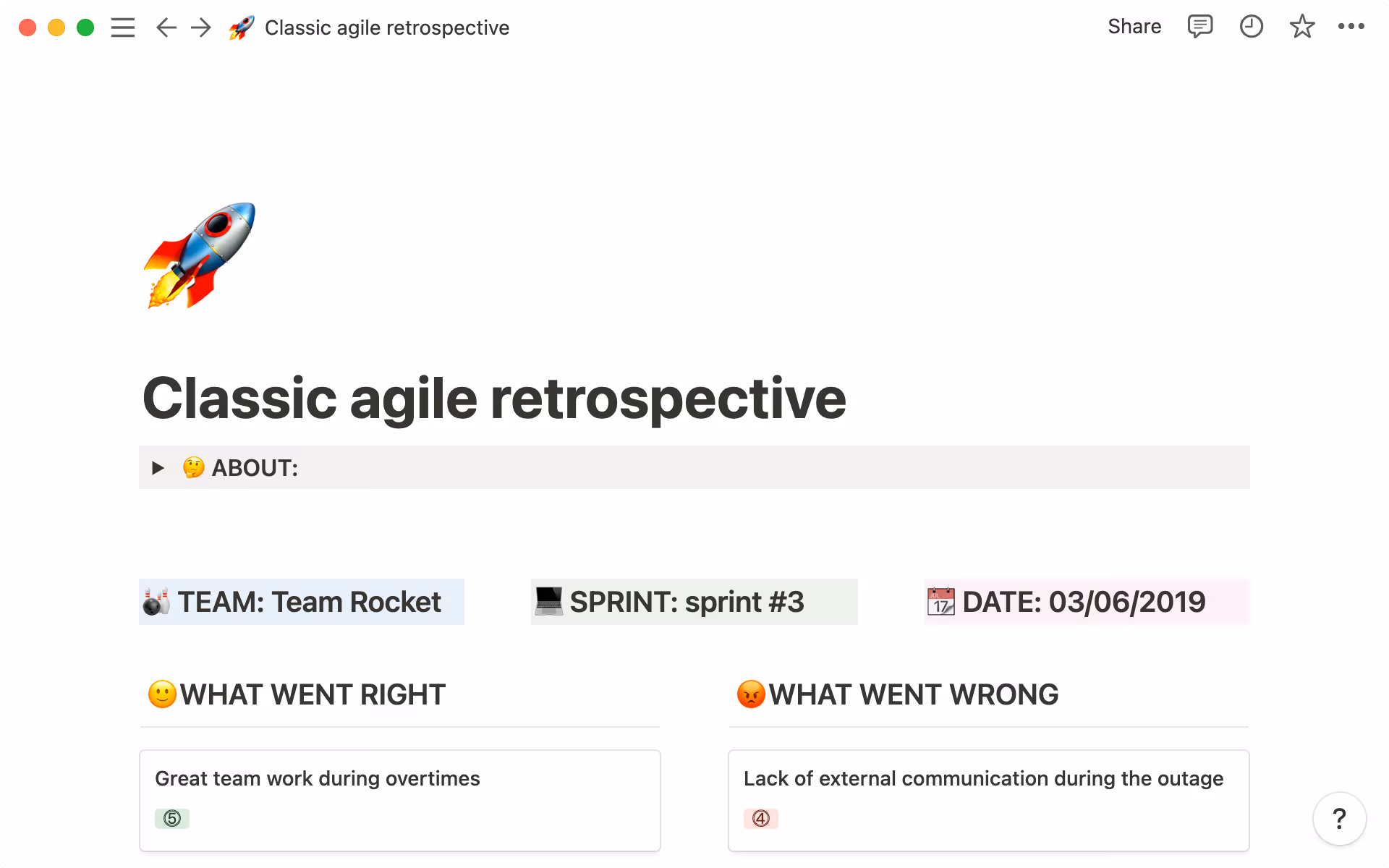 Sprint retrospective - agile retrospective hero screenshot